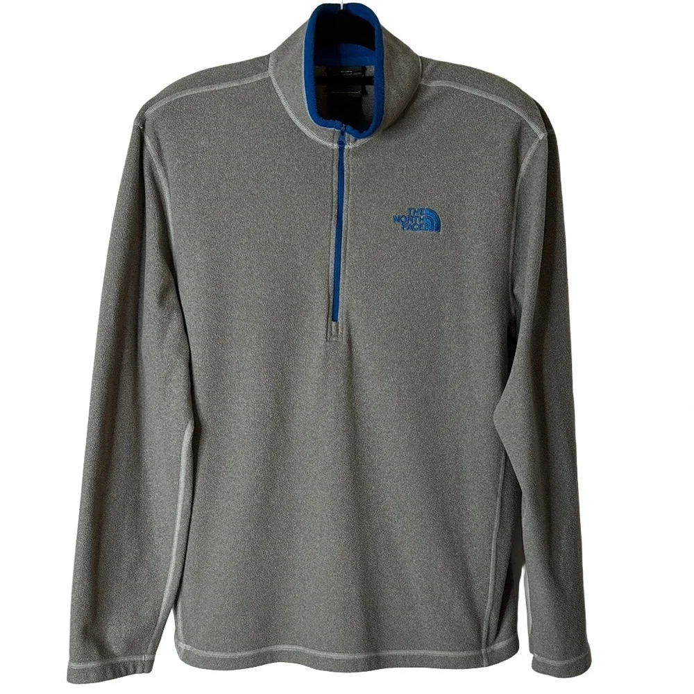 The North Face Gray Pullover with Blue Trim